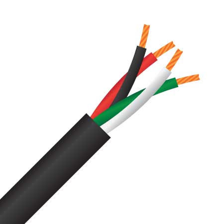 4 Core, 2.1mm², 14AWG, OFHC Copper, 105/0.16, Black, High-Flex Speaker Cable, 100m (MSEC SPK4105016B)