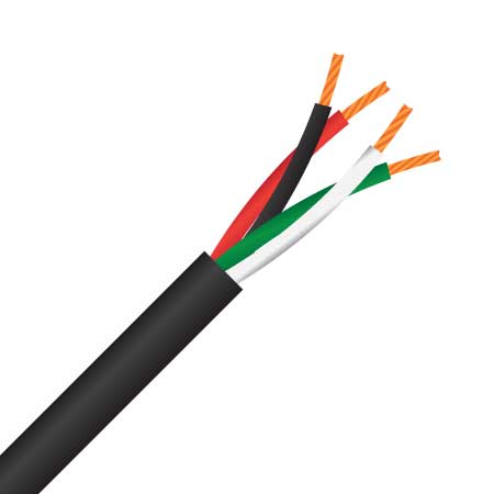 4 Core, 1.3mm², 16AWG, OFHC Copper, 65/0.16, Black, High-Flex Speaker Cable, (MSEC SPK465016B)