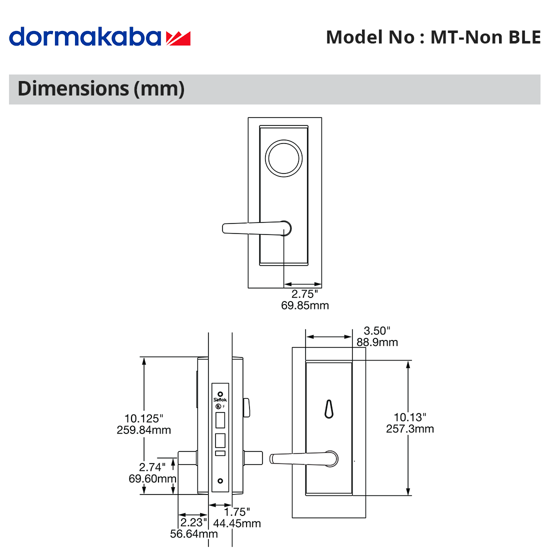 MT-Non BLE - dormakaba - Saflok MT RFID (no Bluetooth)