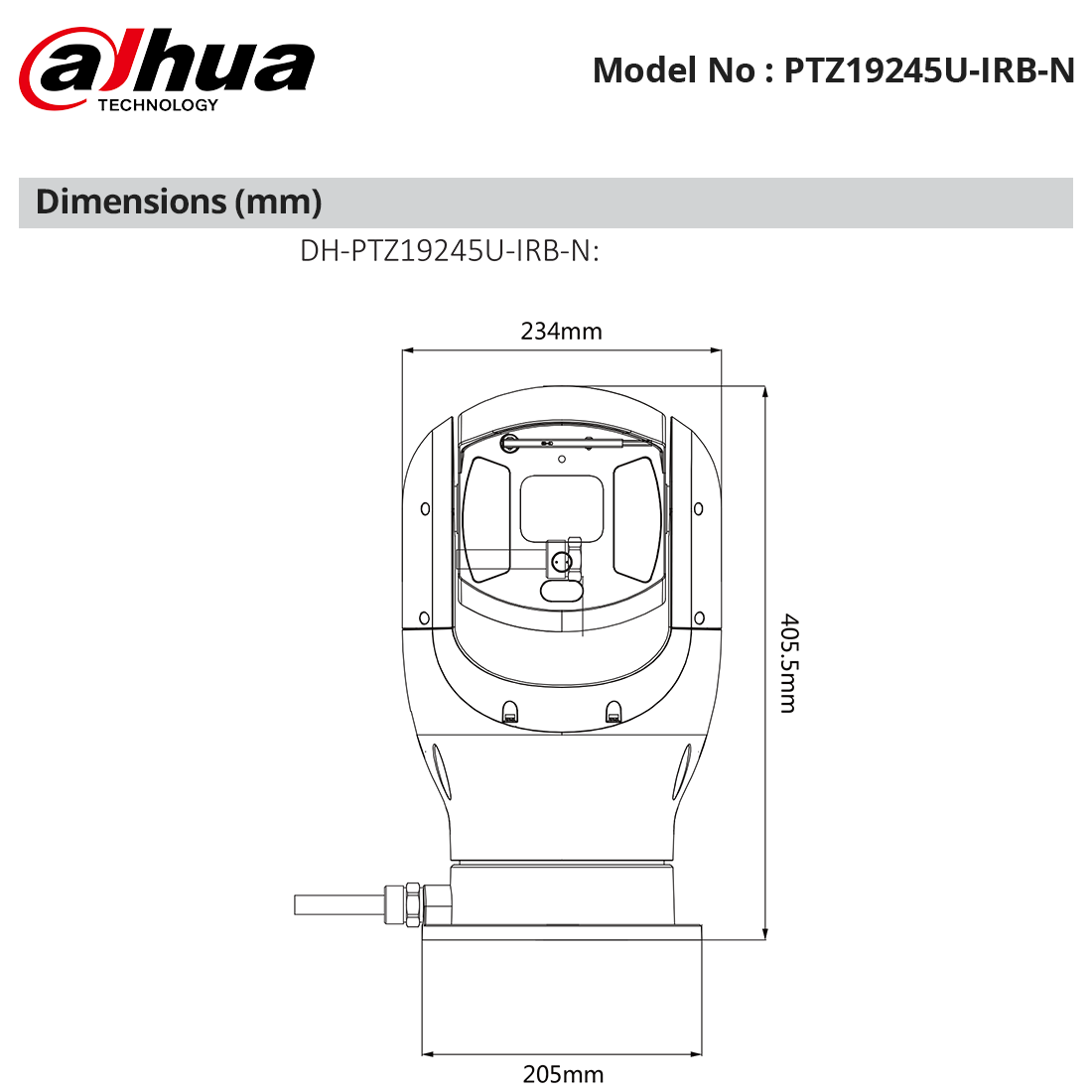 PTZ19245U-IRB-N - Dahua - 2MP IR Starlight IP PTZ 45x Zoom 350m IP68 - Positioning System