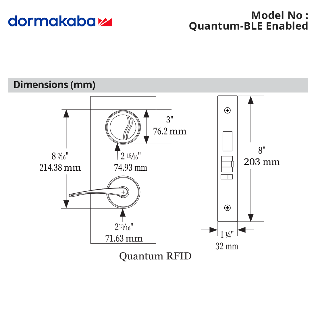 Quantum-BLE Enabled - dormakaba - Saflok Quantum RFID (Bluetooth enabled)