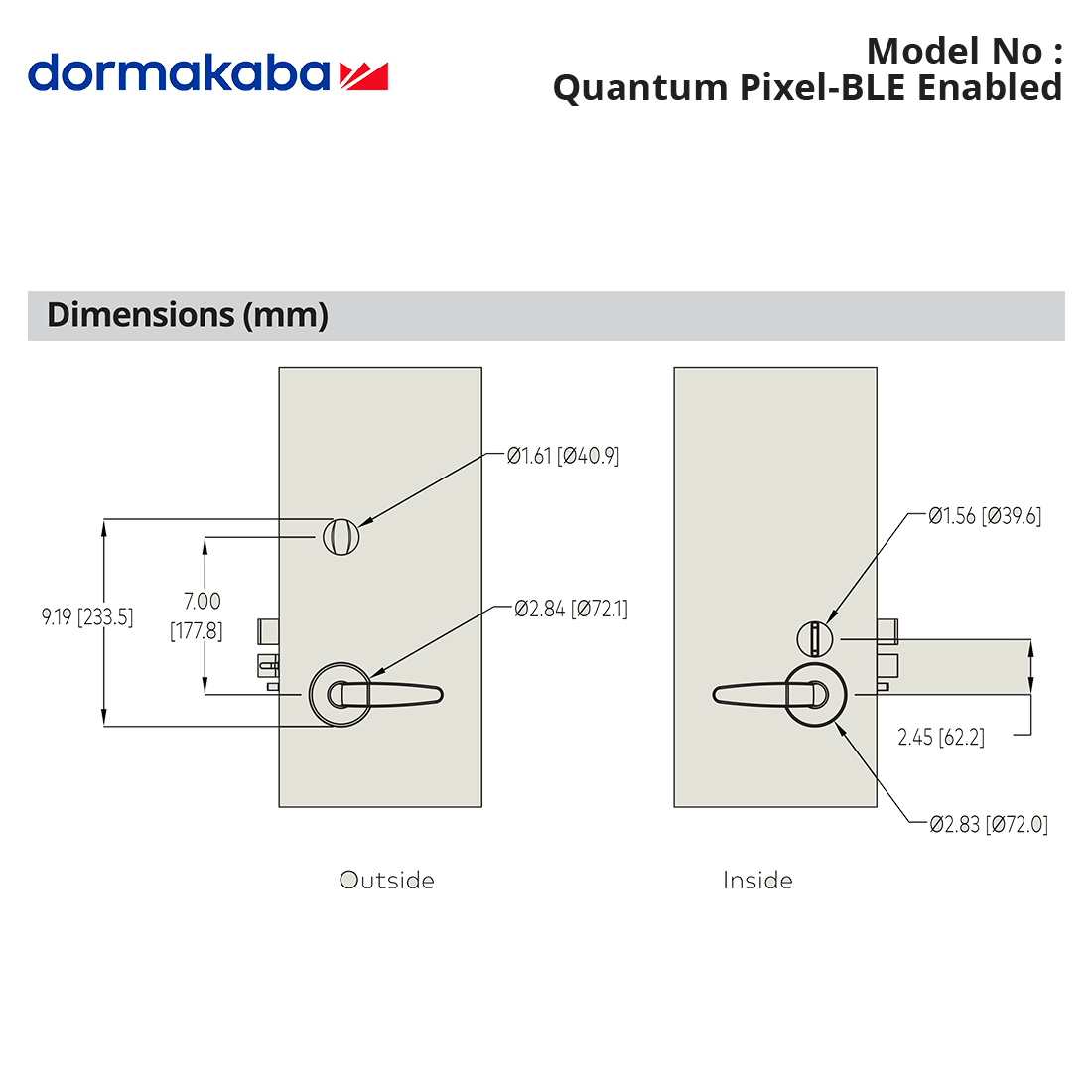 Quantum Pixel-BLE Enabled - dormakaba - Saflok Quantum Pixel (Bluetooth ready but not enabled)