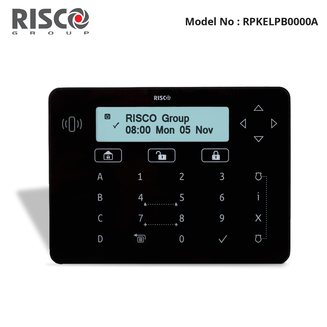 RPKELPB0000A - Risco - Elegant Touch Keypad, Black, built in Prox + 2x Tags