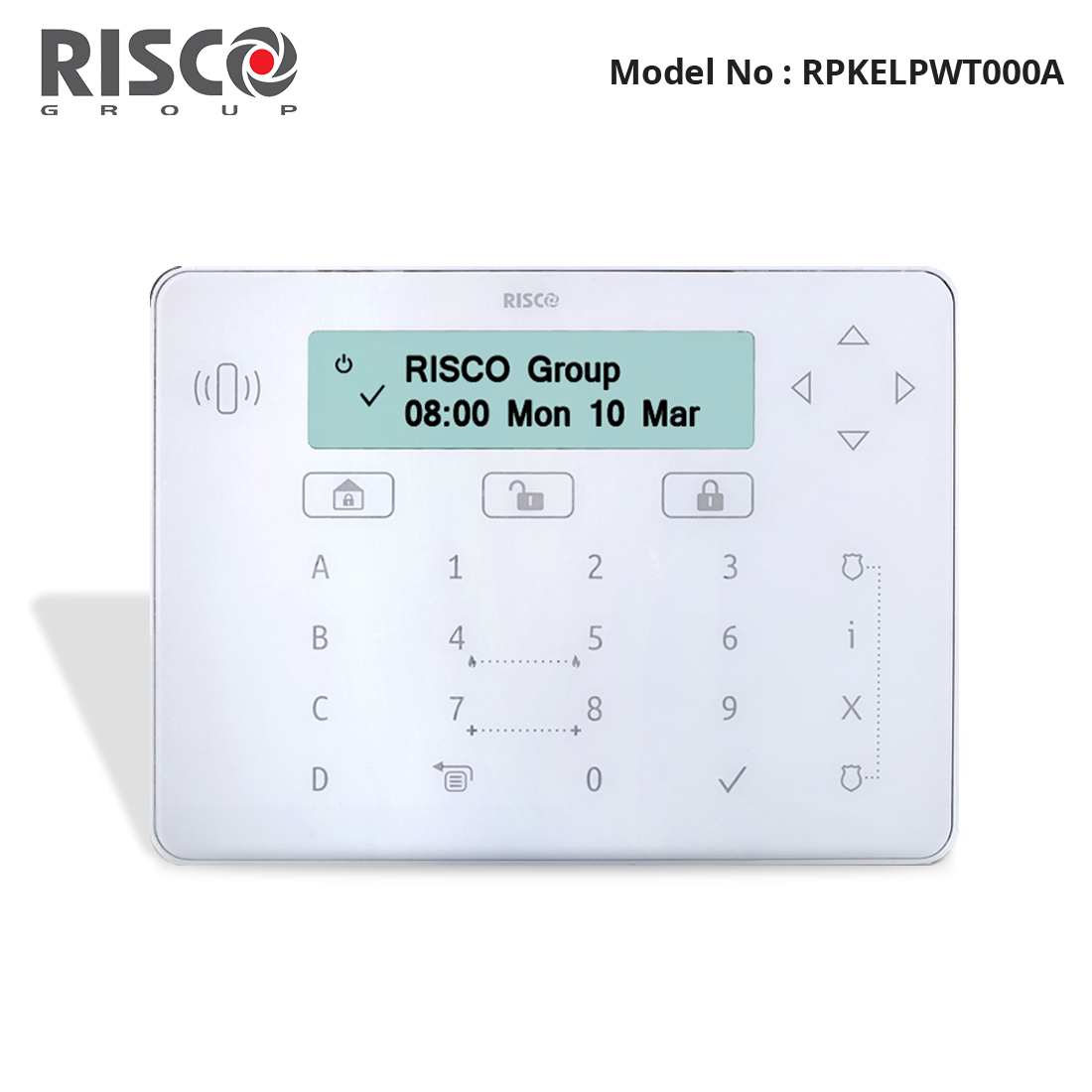 RPKELPWT000A - Risco - Elegant Touch Keypad, White, built-in Prox + 2x Tags