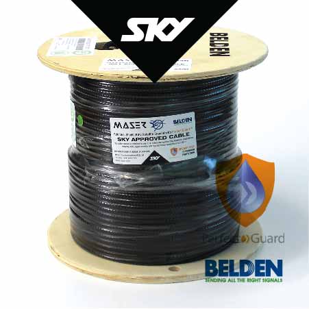 RG6, Sky Approved, Black, 152m, 75 Ohm, Belden, Satellite / Antenna Coaxial Cable (B1829AC-10-152P)