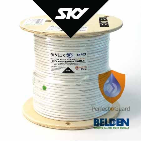 RG6, Sky Approved, White, 152m, 75 Ohm, Belden, Satellite / Antenna Coaxial Cable (B1829AC-9-152P)