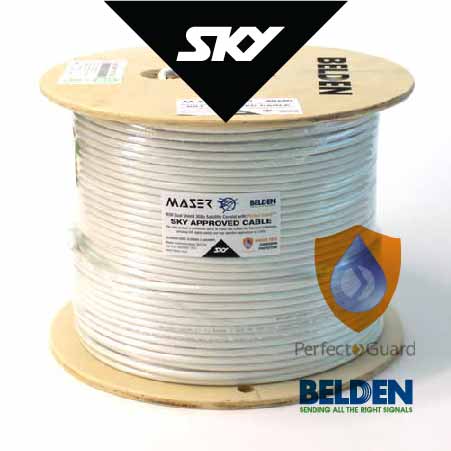 RG6, Sky Approved, White, 305m, 75 Ohm, Belden, Satellite / Antenna Coaxial Cable (B1829AC-9P)