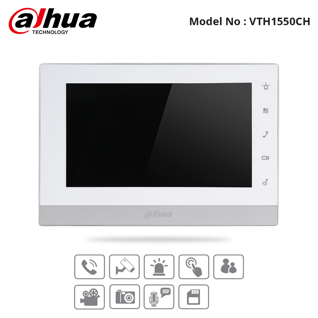 VTH1550CH - Dahua - IP Indoor 7" Monitor Touch Screen, Micro SD Card