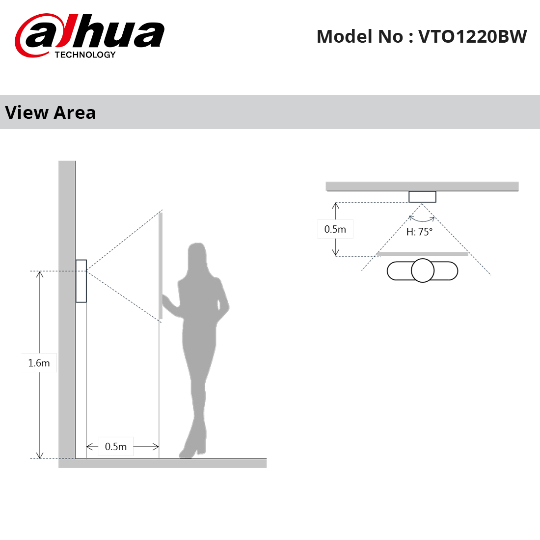 VTO1220BW - Dahua - IP Apartment Stainless Steel Outdoor Station, 1.3MP