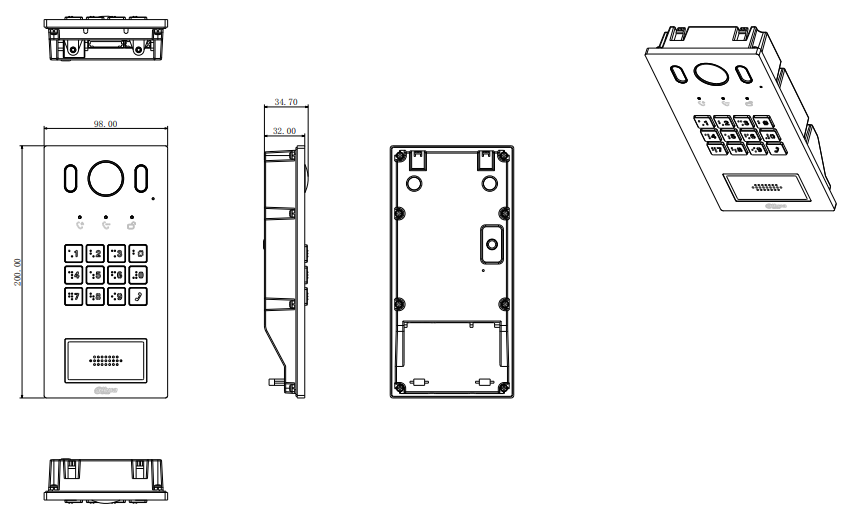 VTO3221E-P - Dahua IP Villa Outdoor Station with Keypad, 2MP